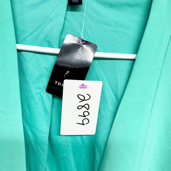 New Torrid Jacket Women Sz 6 Teal Open Front Collared Long Sleeve Blazer Preppy - Picture 3 of 8
